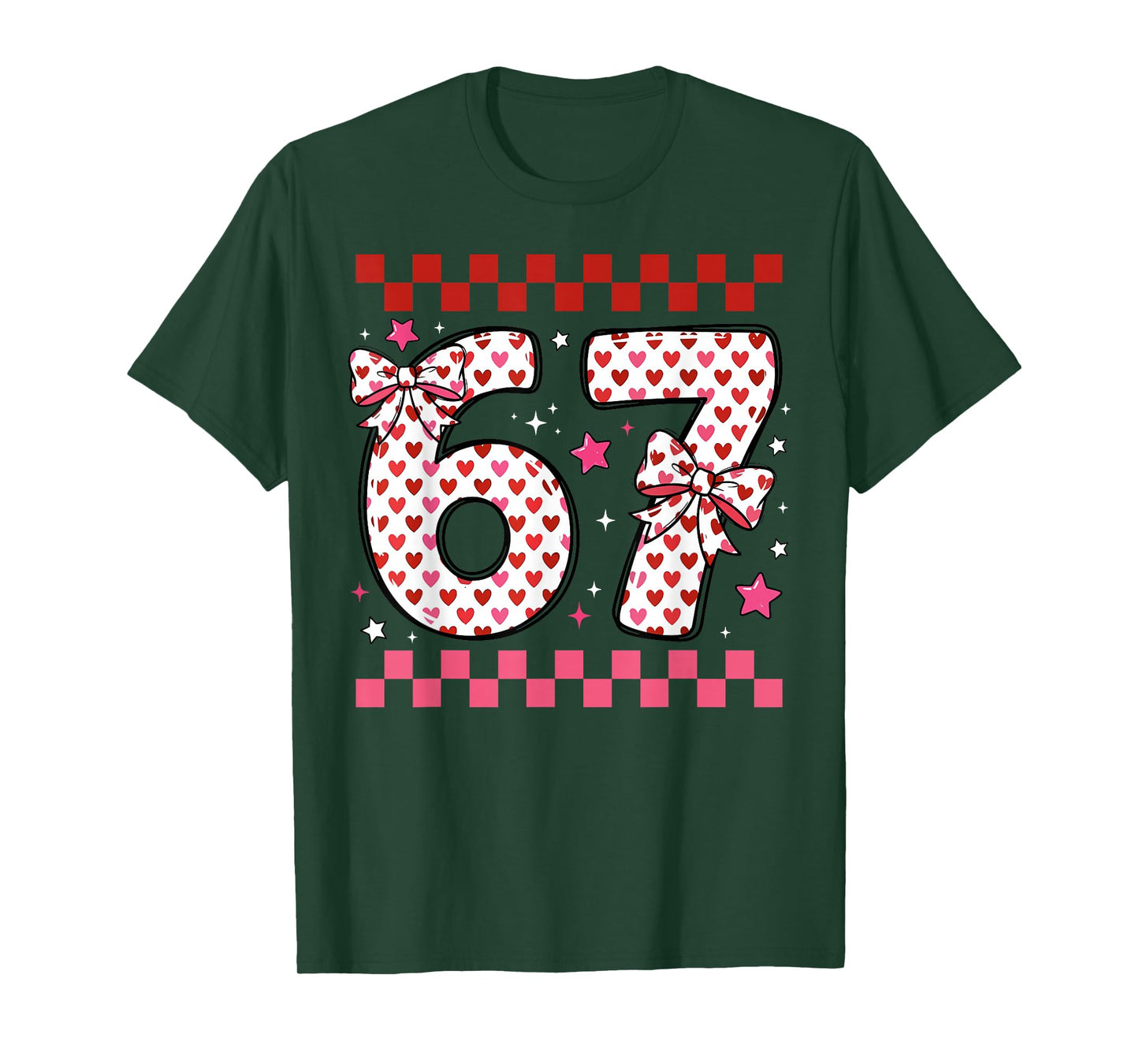 Valentine 67 Six Seven 6-7 Funny Heart Bow for Kids Girls T-Shirt