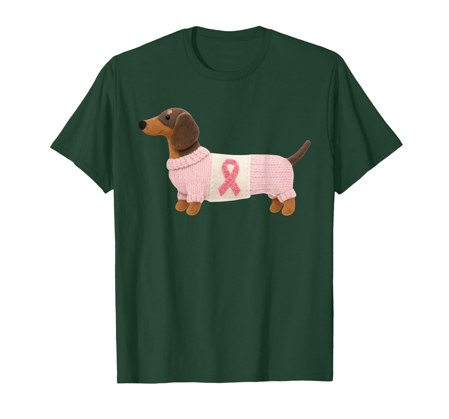 Dachshund Pink Ribbon Breast Cancer Awareness Support T-Shirt
