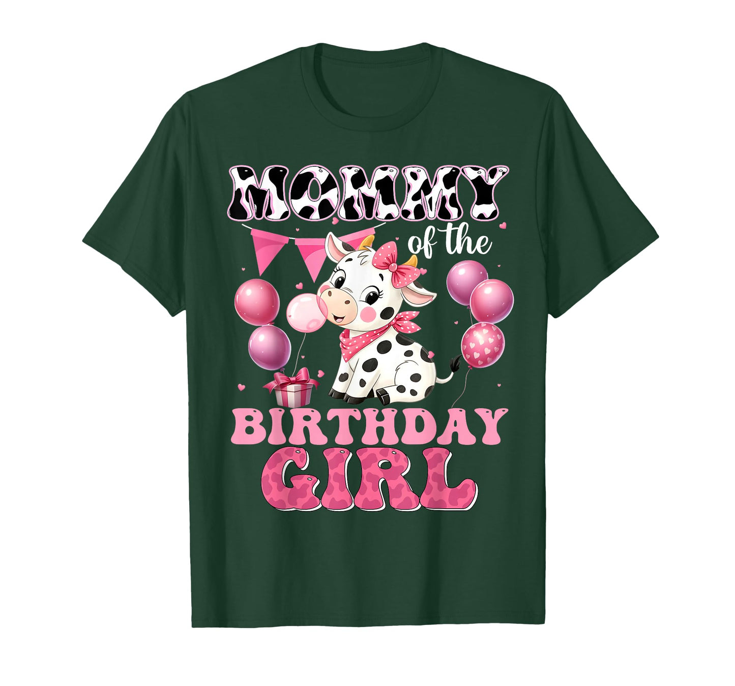 Mommy of The Birthday Girl Cute Farm Cow Family Matching T-Shirt