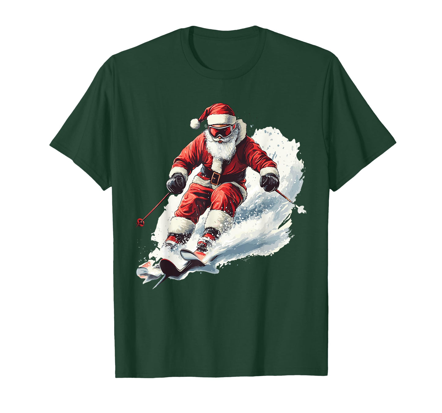 Santa Skiing Funny Christmas Skier Ski Racer Xmas Pajama T-Shirt