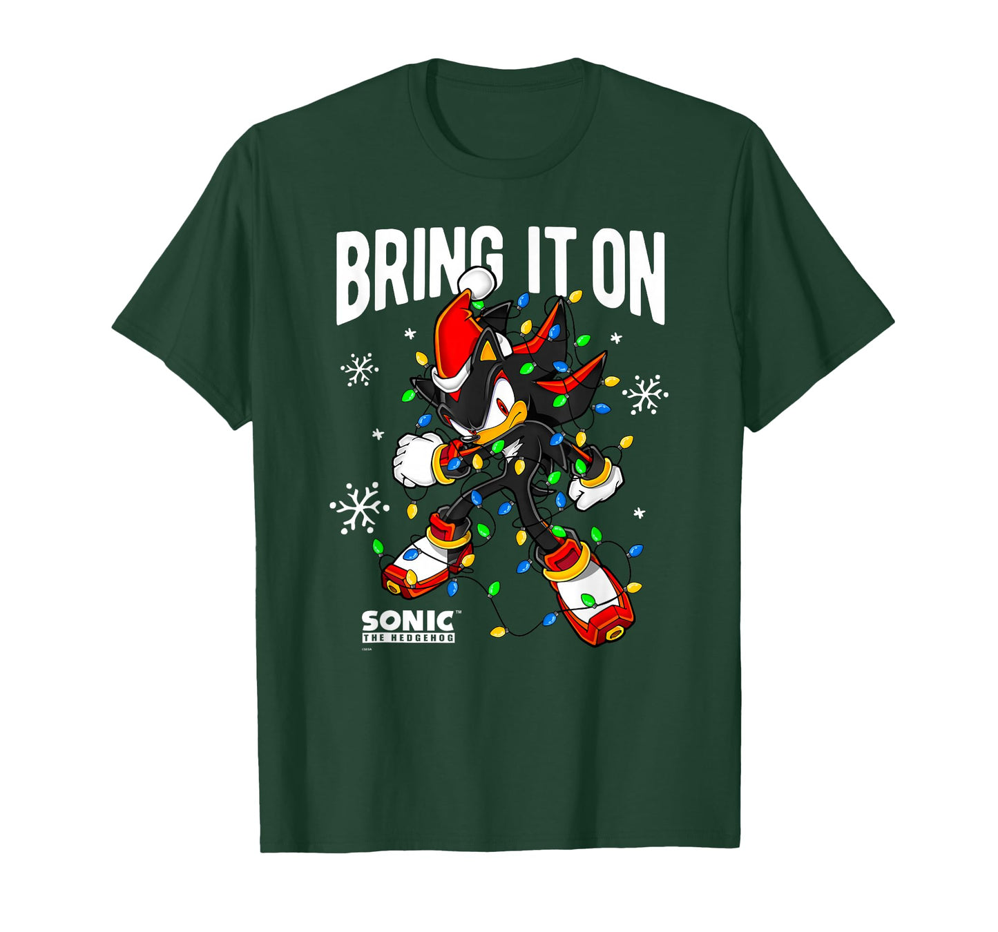 Sonic The Hedgehog Christmas Bring It On Shadow Xmas Lights T-Shirt