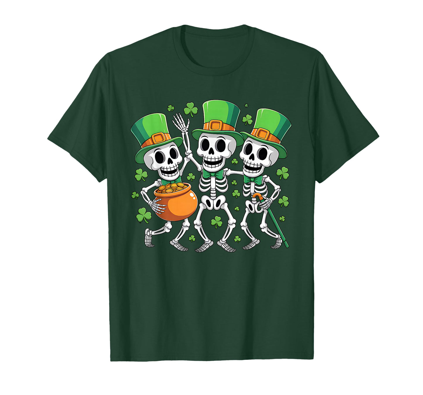 Skeleton Leperchaun Funny Skeleton Dancing St Patricks Day T-Shirt