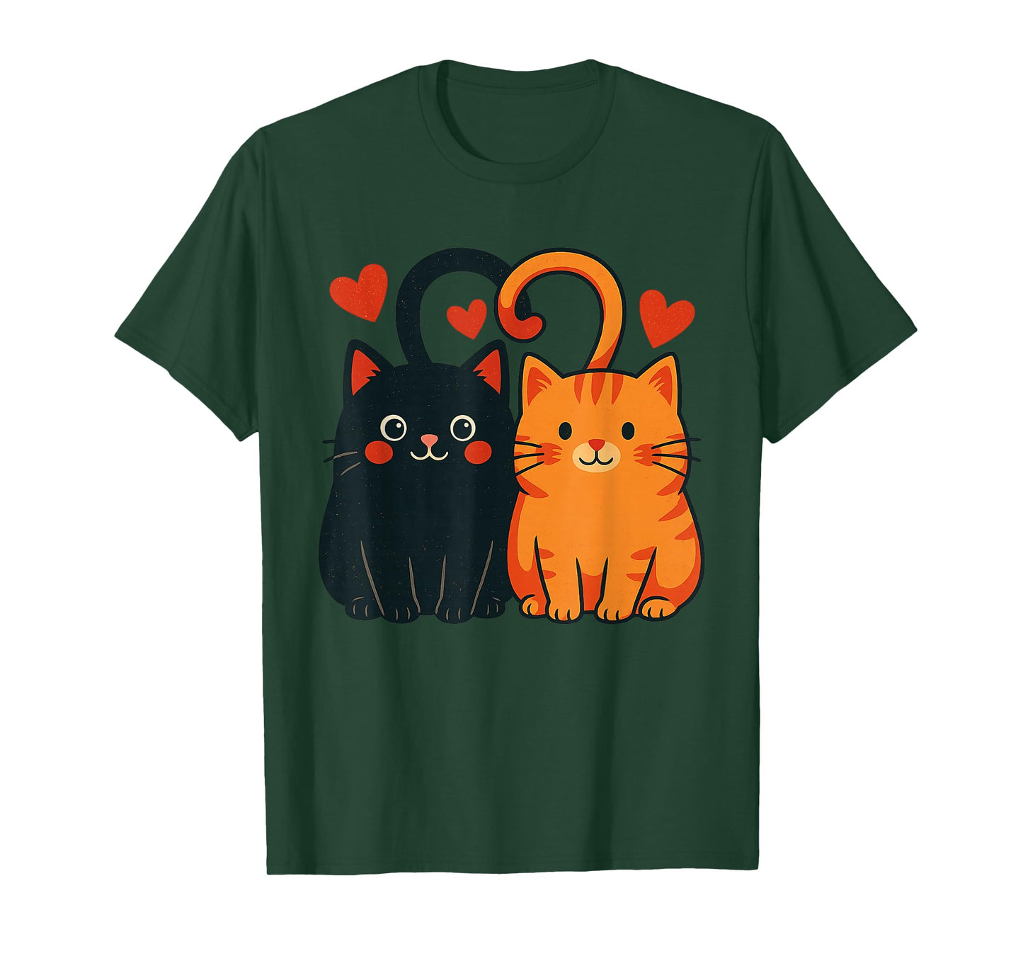 Black and Orange Cat Valentine Ginger Cat Valentine's Day T-Shirt
