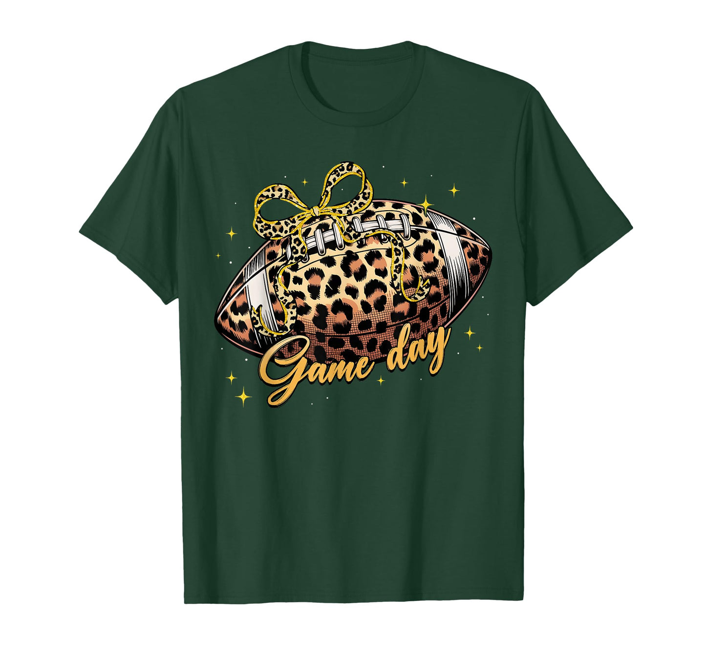 Game Day Football Coquette Bow Leopard Fall Thanksgiving T-Shirt