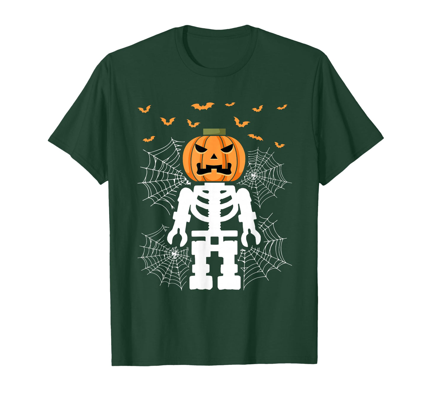 Halloween Skeleton Pumpkin Master Builder Blocks Building T-Shirt
