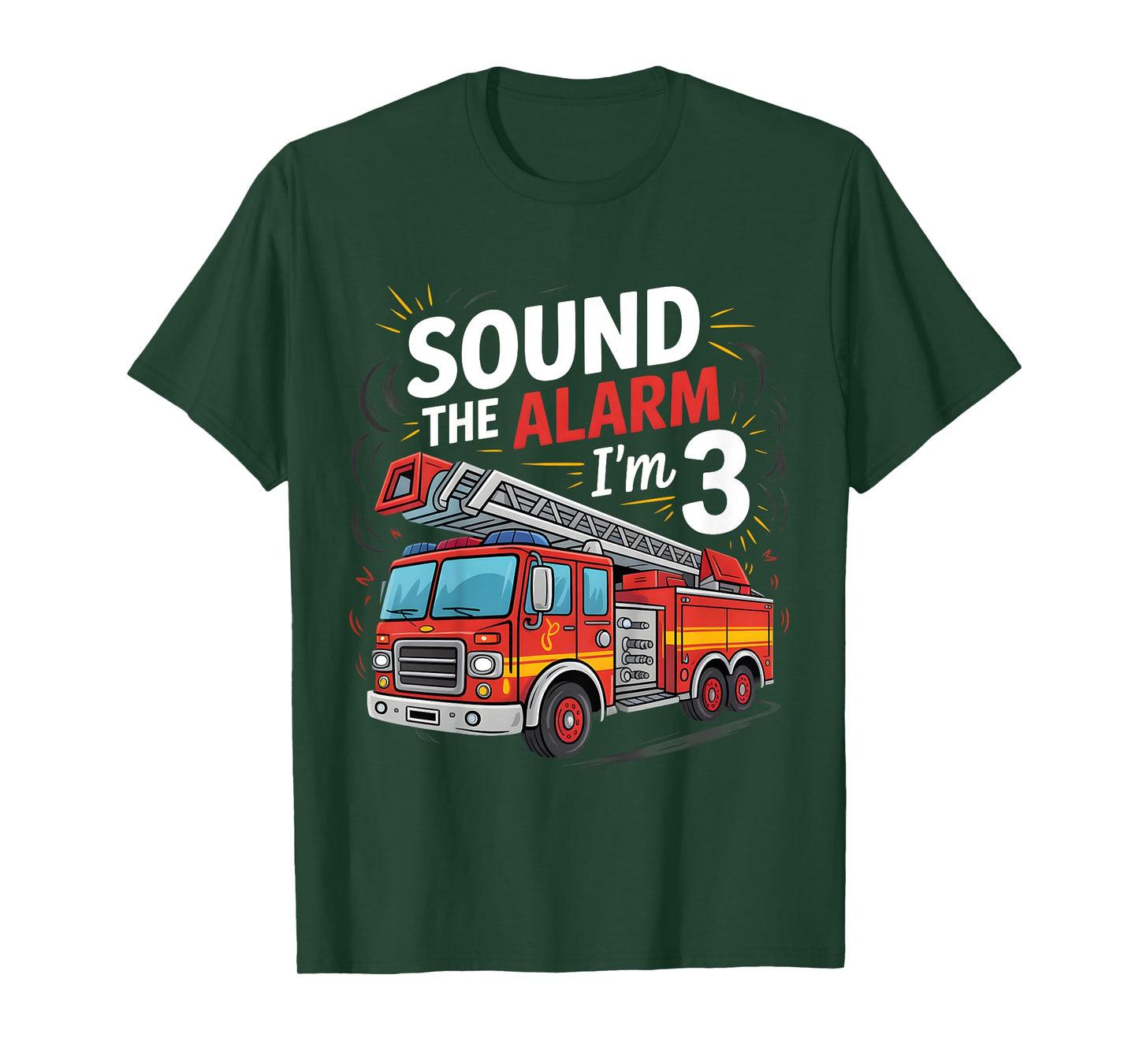 Kids Fire Truck I'm 3 Sound The Alarm Firefighter 3rd Birthday T-Shirt