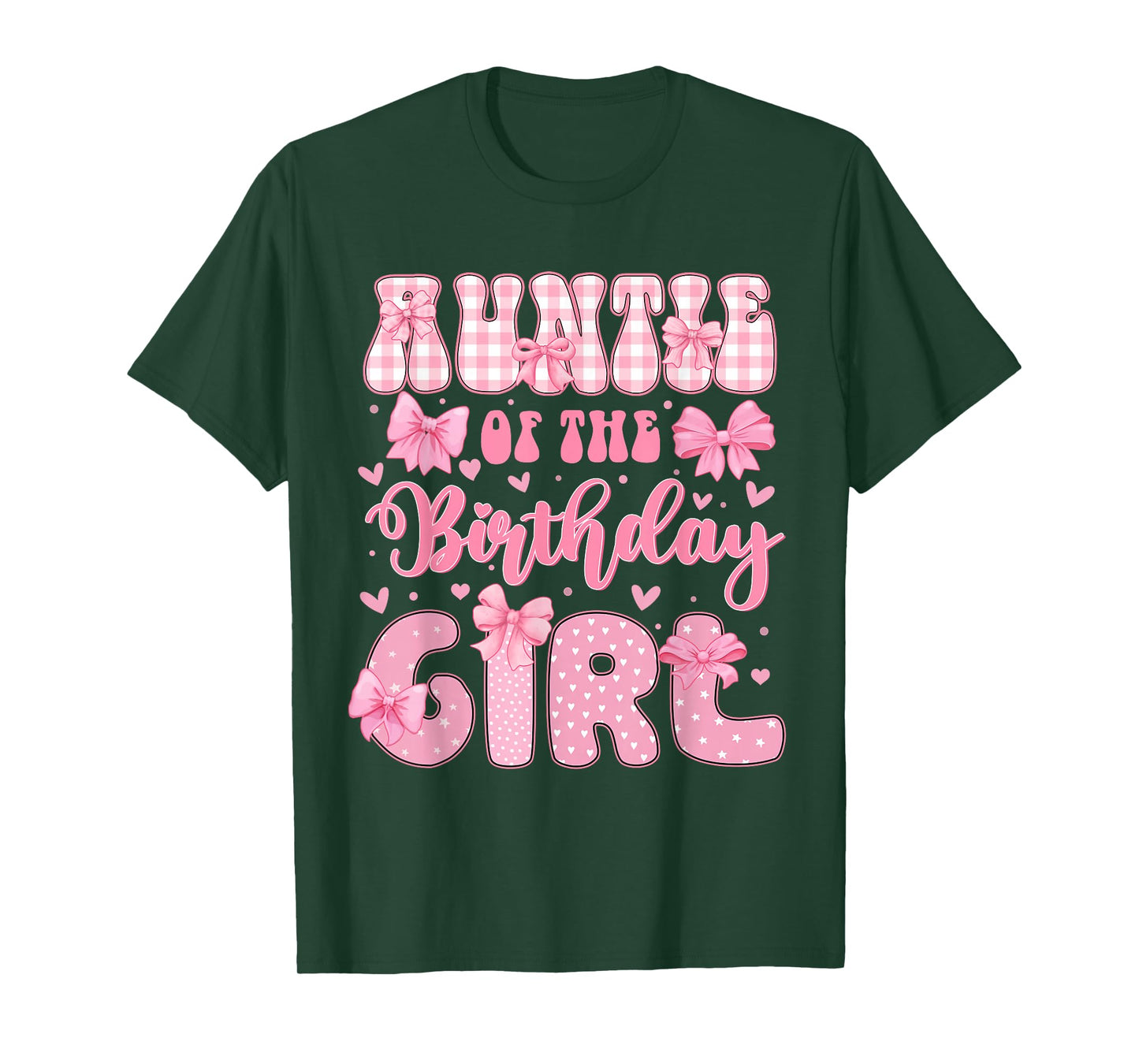 Auntie Of The Birthday Girl Family Pink Coquette Bow Bday T-Shirt