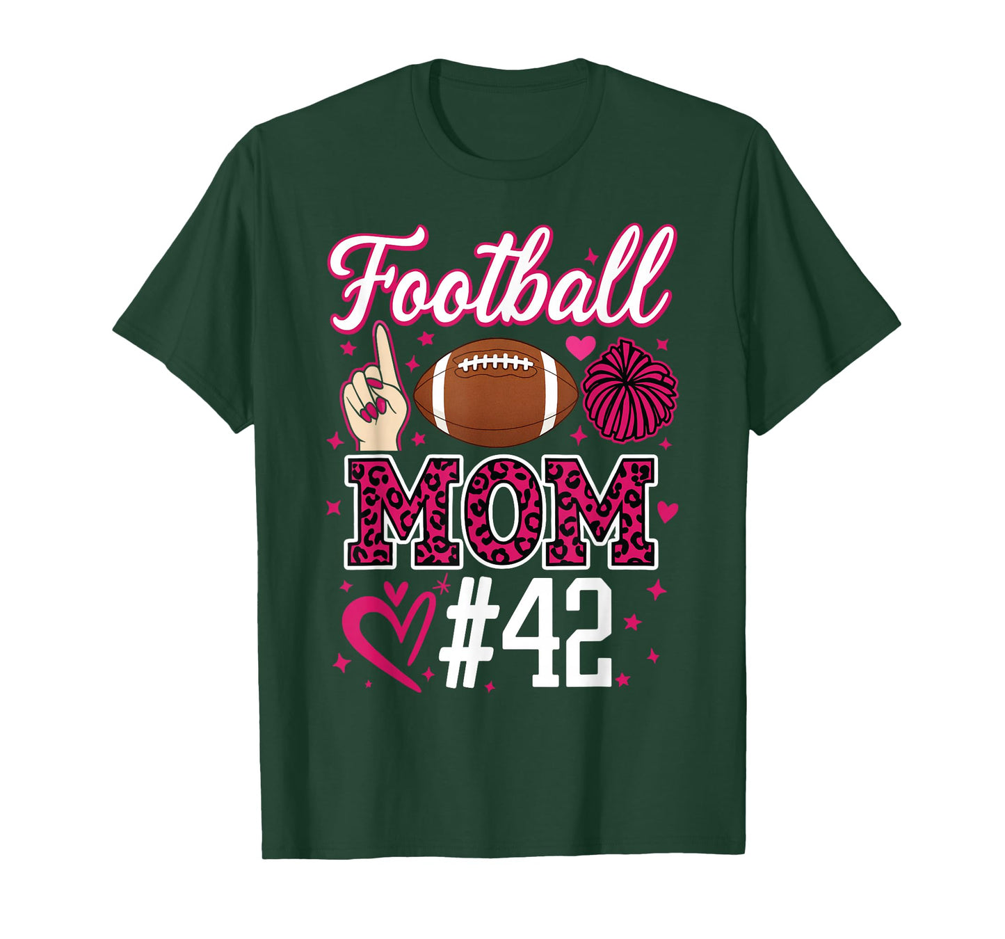 Number 42 Biggest Fan Football Mom Woman Supporter Son Cheer T-Shirt