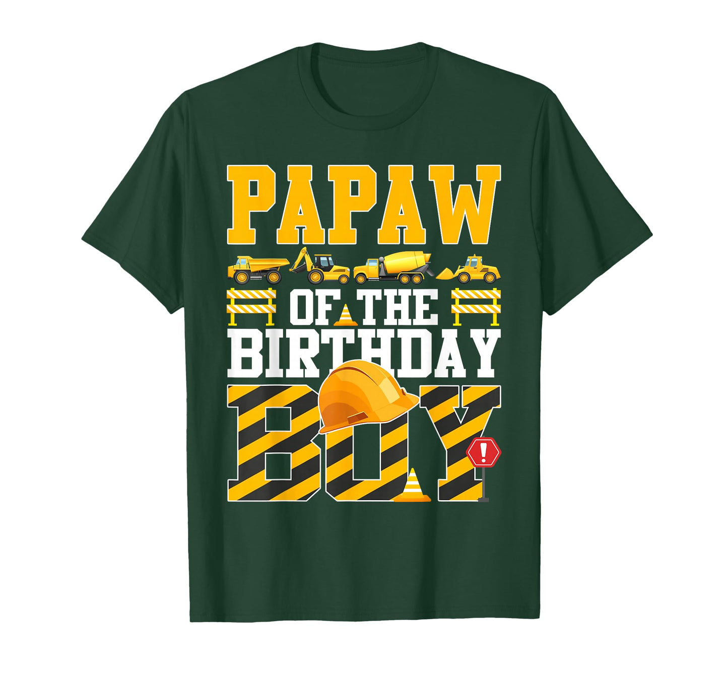 Papaw of The Birthday Boy Construction Excavator Family T-Shirt