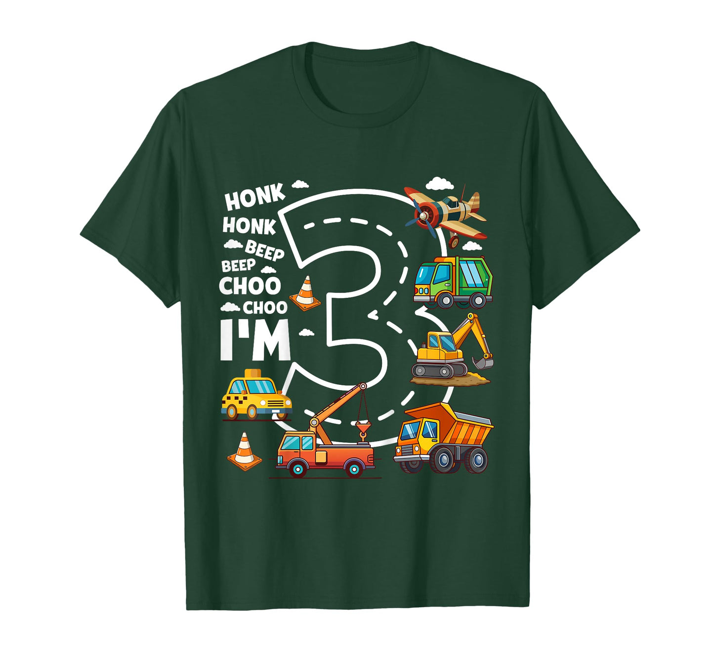 Kids 3 Year Old Transportation Birthday Boy 3rd Toddler Truck Car T-Shirt