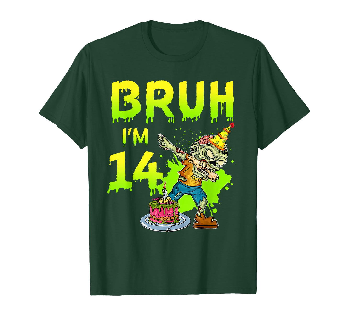 Bruh I'm 14th Birthday Zombie Lover 14 Years Old Boys T-Shirt