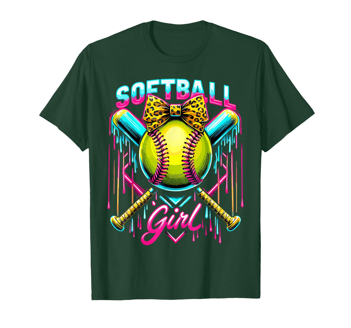 Softball Player Girl Ice Cream Softball Drip T-Shirt