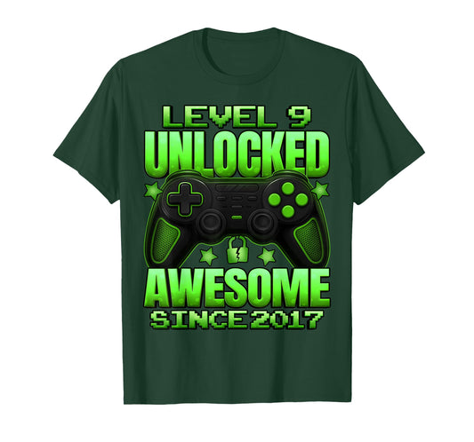 Level 9 Unlocked 9 Year Old Gifts for Boys 9th Birthday Boy T-Shirt