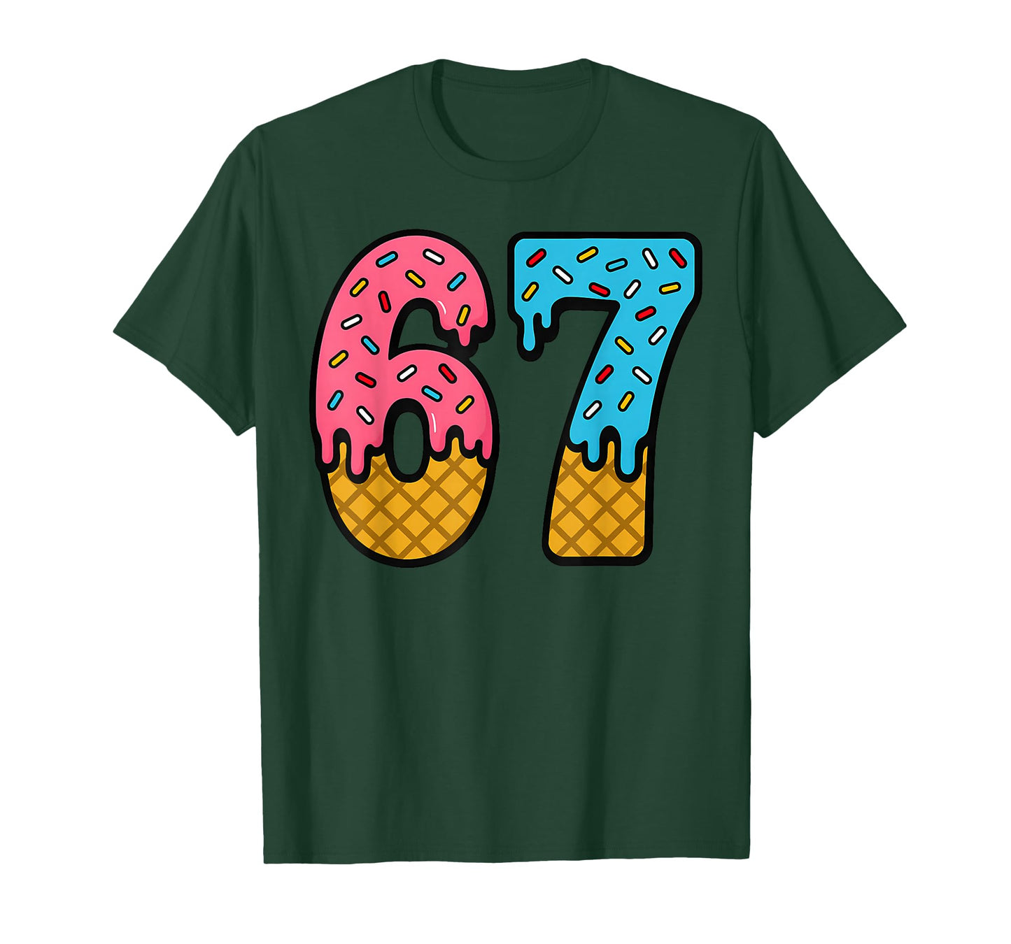 67 Number Six Seven Alpha Slang Ice Cream Drip Funny Meme T-Shirt