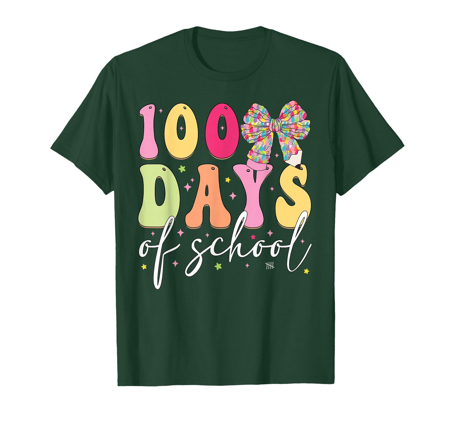 100 Days of School Coquette Bow Girls Teachers Students T-Shirt