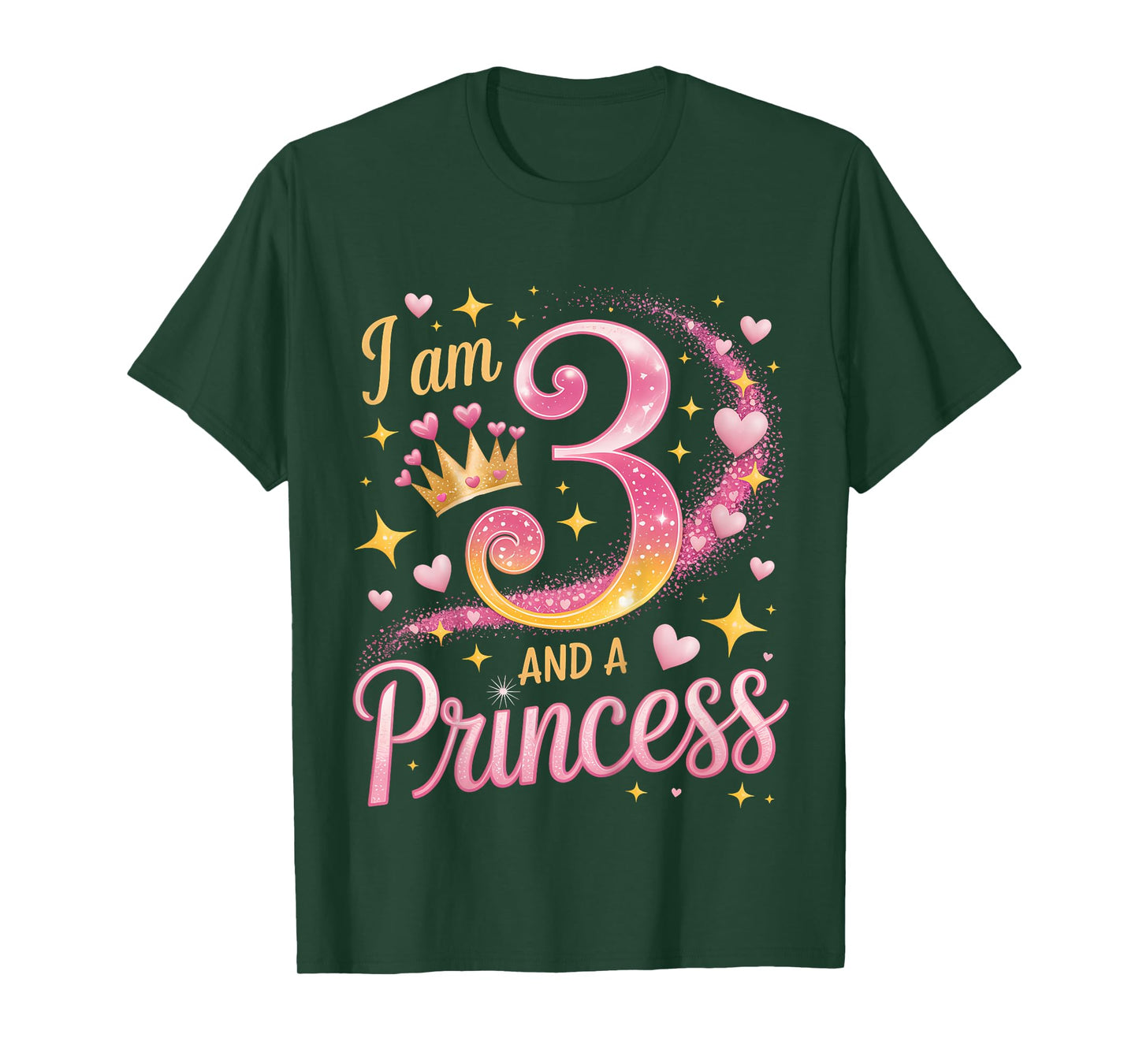 3 Years I Am 3 and A Princess Cute Girl Outfit 3rd Birthday T-Shirt