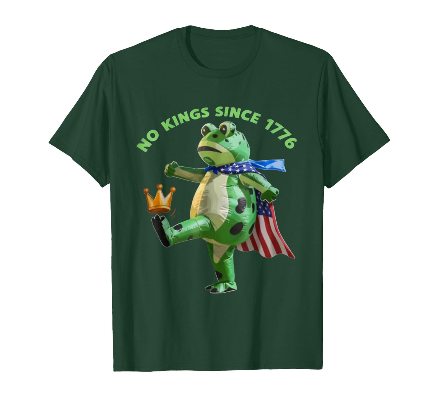 No Kings Since 1776 Portland Frog Kicking Crown T-Shirt