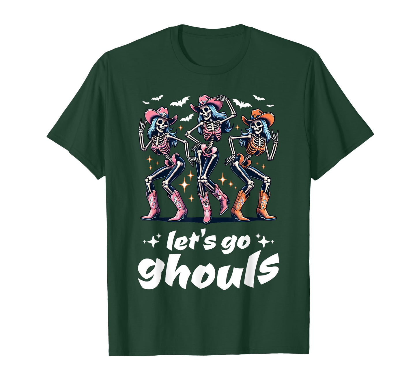 Funny Cowgirls Let's Go Ghouls Halloween Cowgirl Skeleton T-Shirt