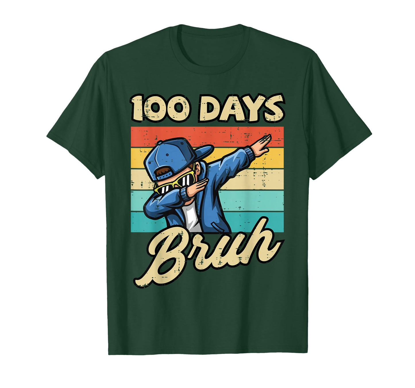 100 Days of School Bruh Boy Dab Retro 100th Day Boys Kids T-Shirt
