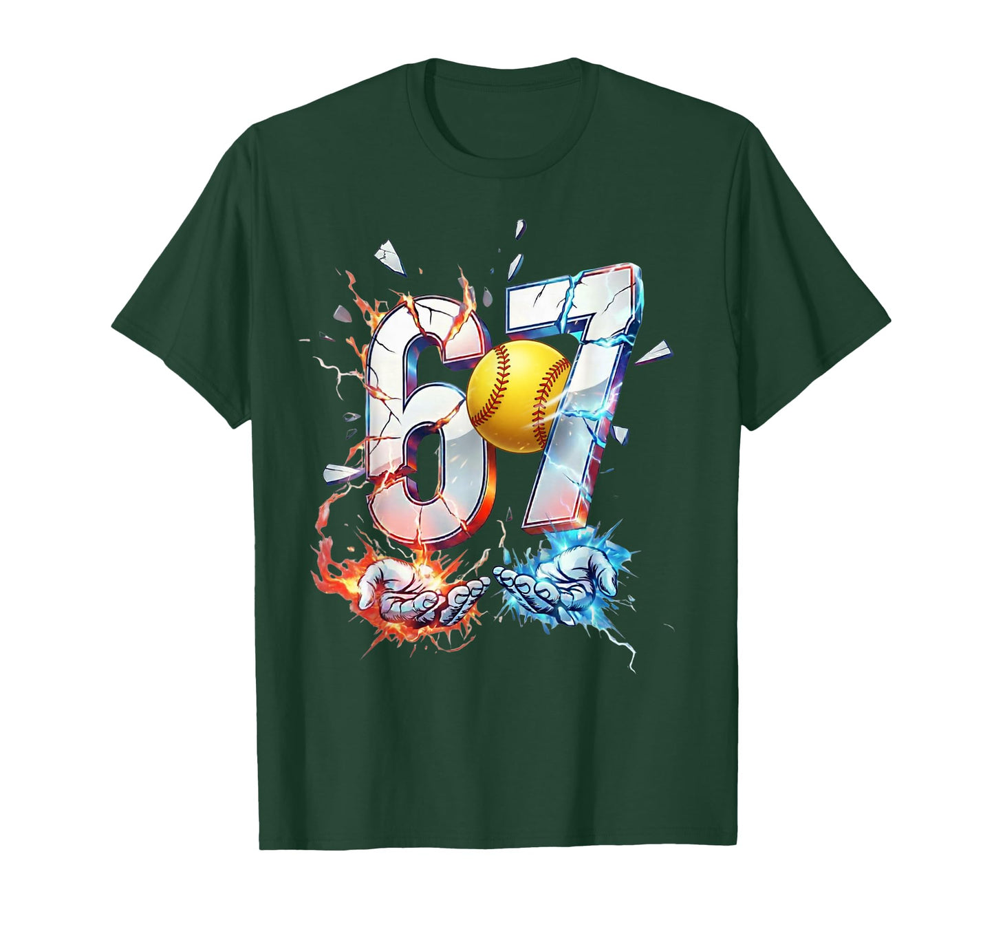 6 7 Softball Six Seven Meme 67 Hands Funny Kids Men Women T-Shirt