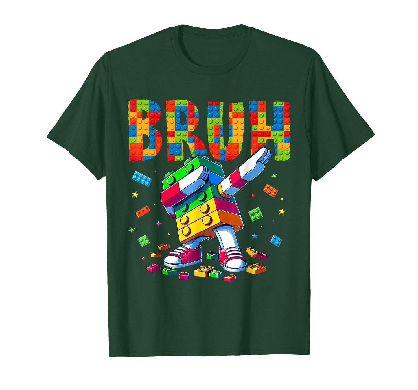 Boys Kids Funny Building Blocks Dabbing Bruh Gamer T-Shirt