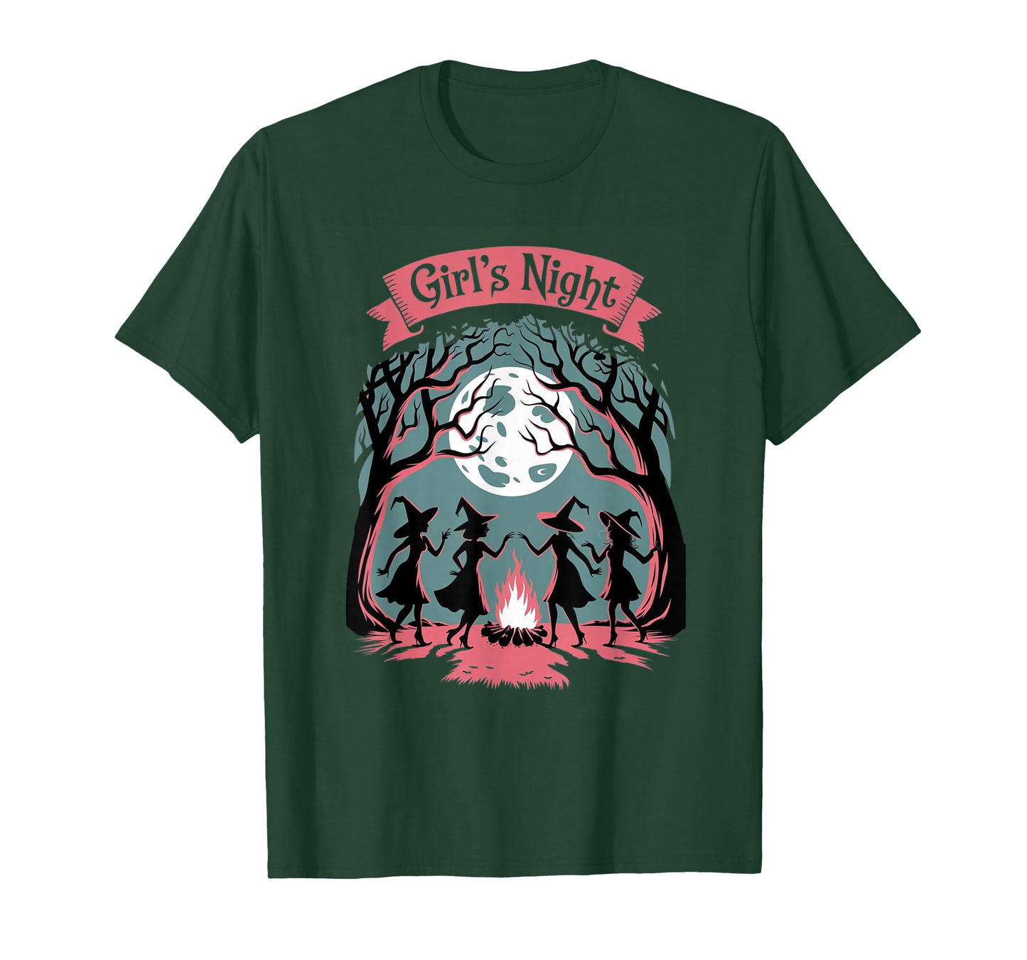 Girl's Night Witch Coven Halloween motif Spooky Fun banner T-Shirt