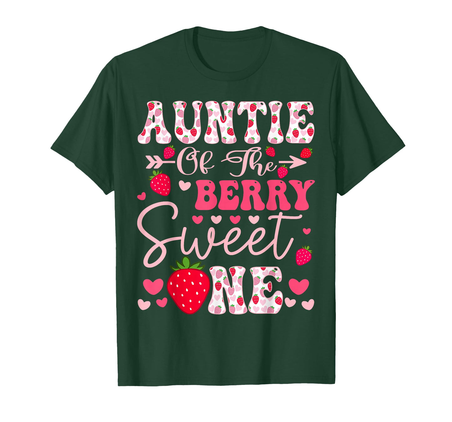 Auntie Of The Berry Sweet One Strawberry 1St Birthday T-Shirt