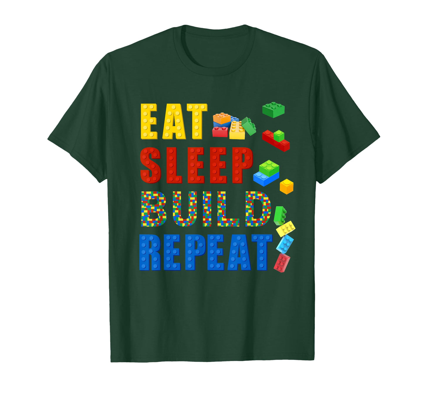 Eat Sleep Build Repeat Building Bricks Blocks Master Builder T-Shirt
