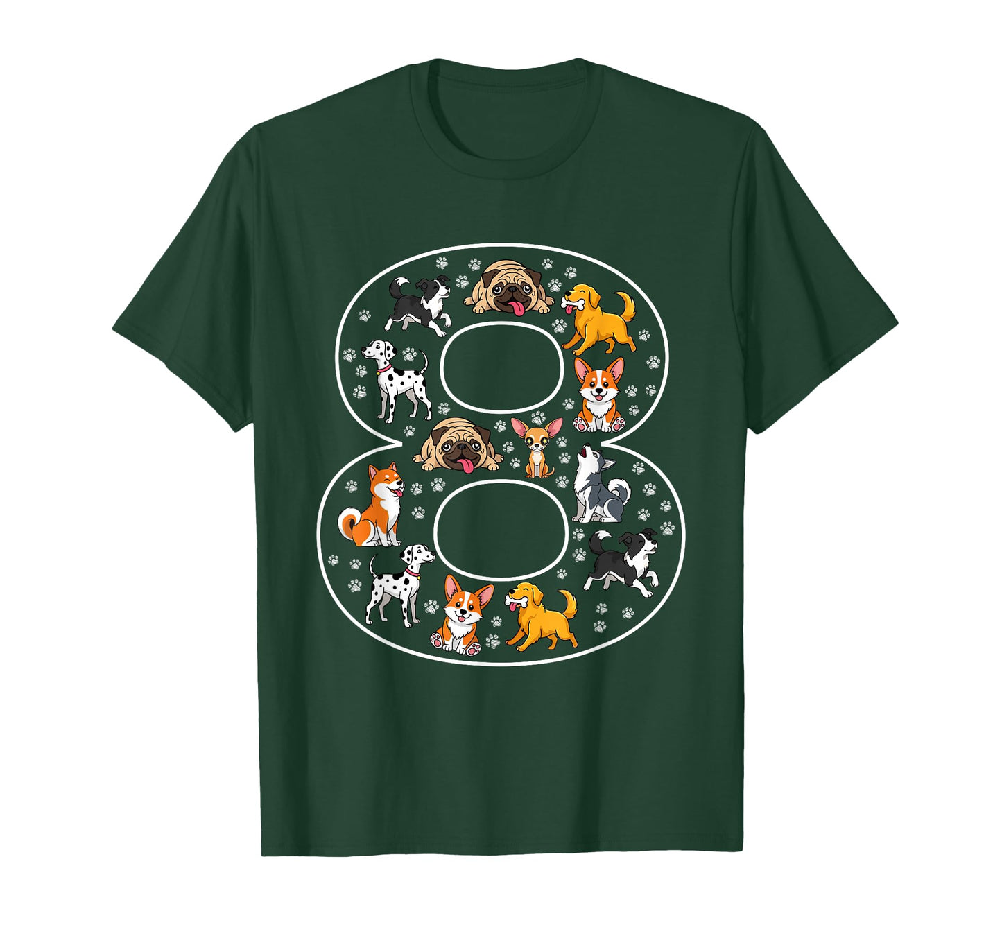 8th Birthday 8 Year Old Dogs Boys Girls Puppy T-Shirt
