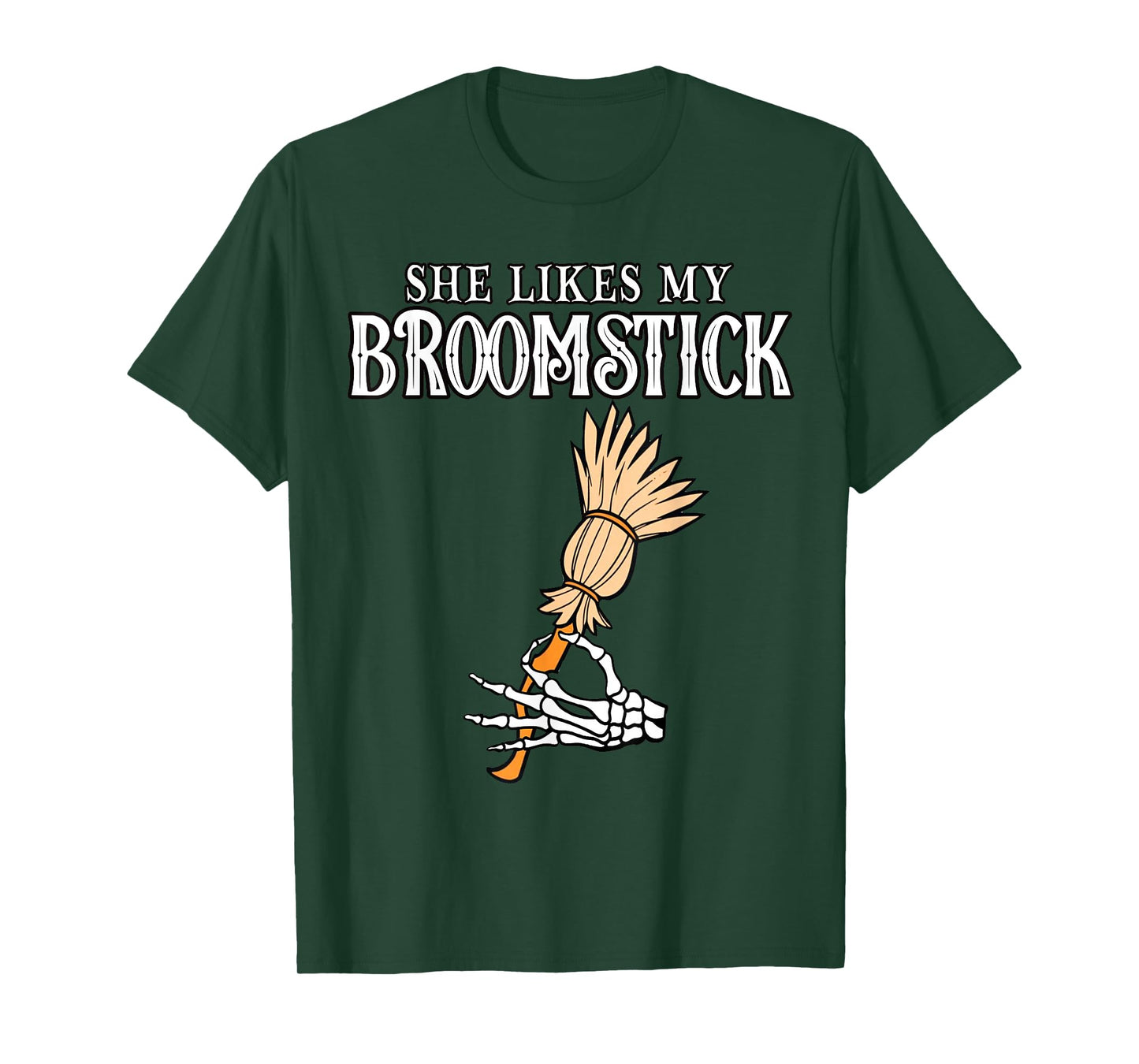 She Likes My Broomstick Couples Pumpkins Skeleton Halloween T-Shirt