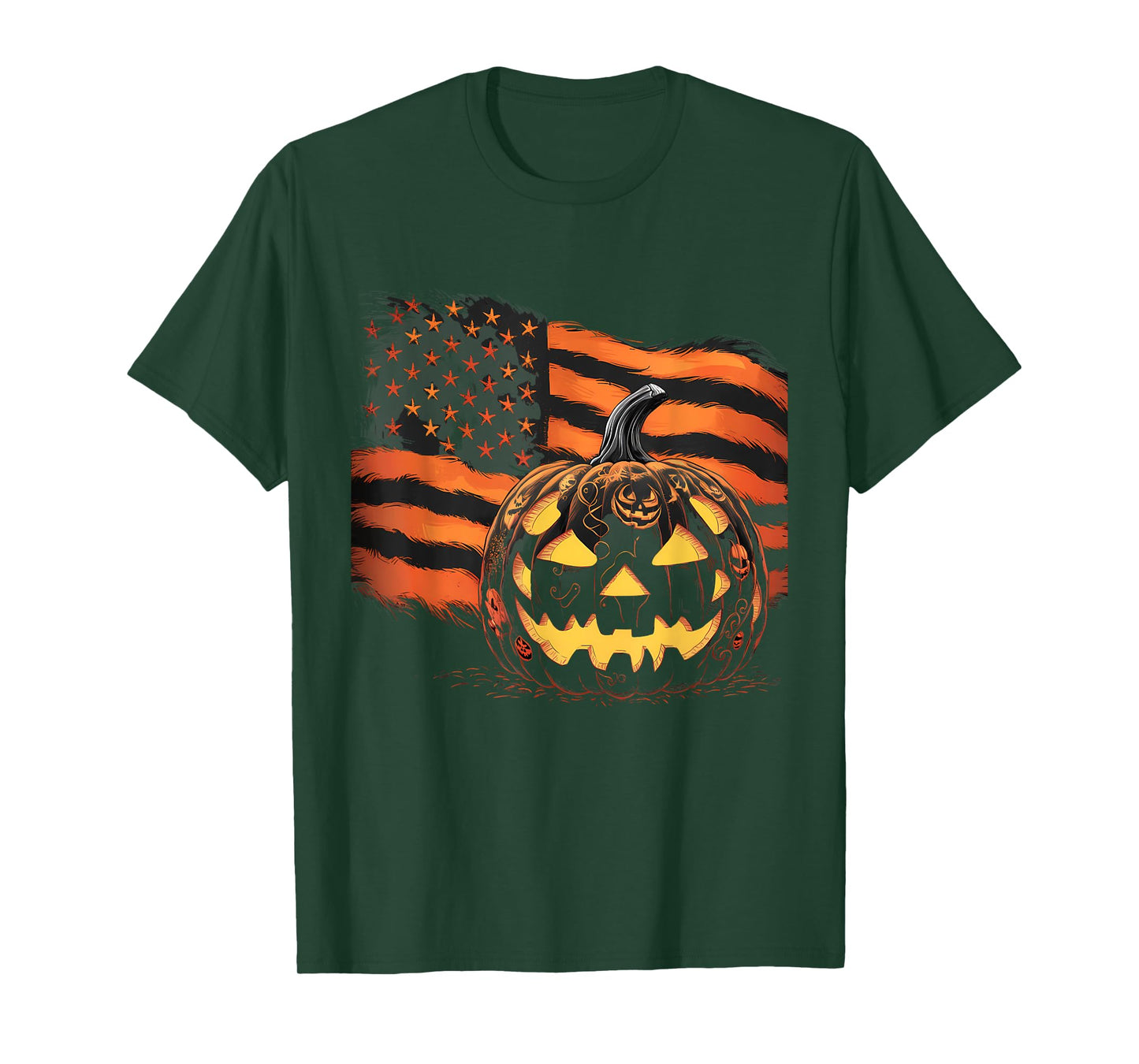 Halloween Tshirt Pumpkin American Flag Horror Party Costume T-Shirt