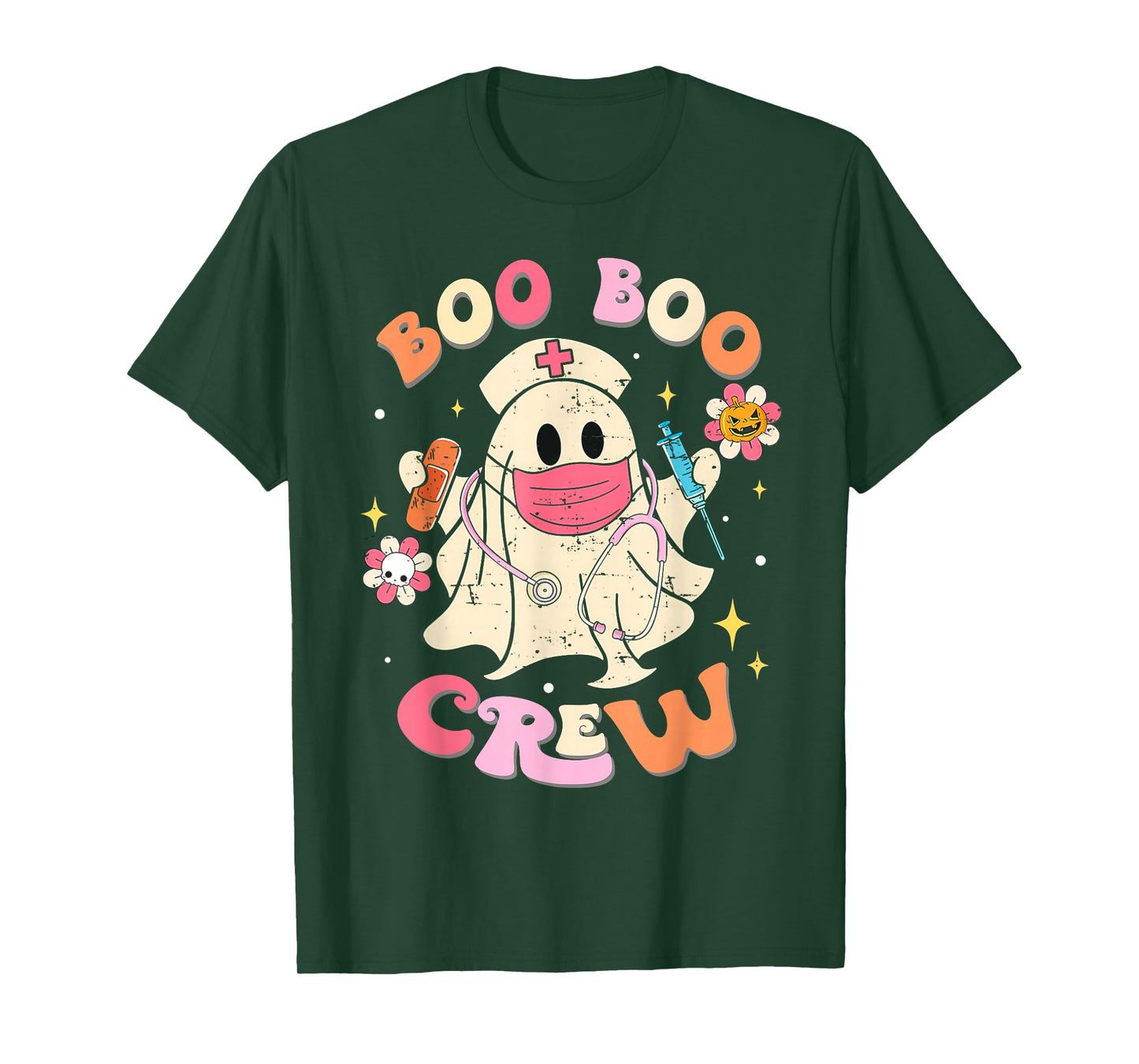 Boo Boo Crew Nurse Shirt Funny Ghost Retro Halloween Nurse T-Shirt