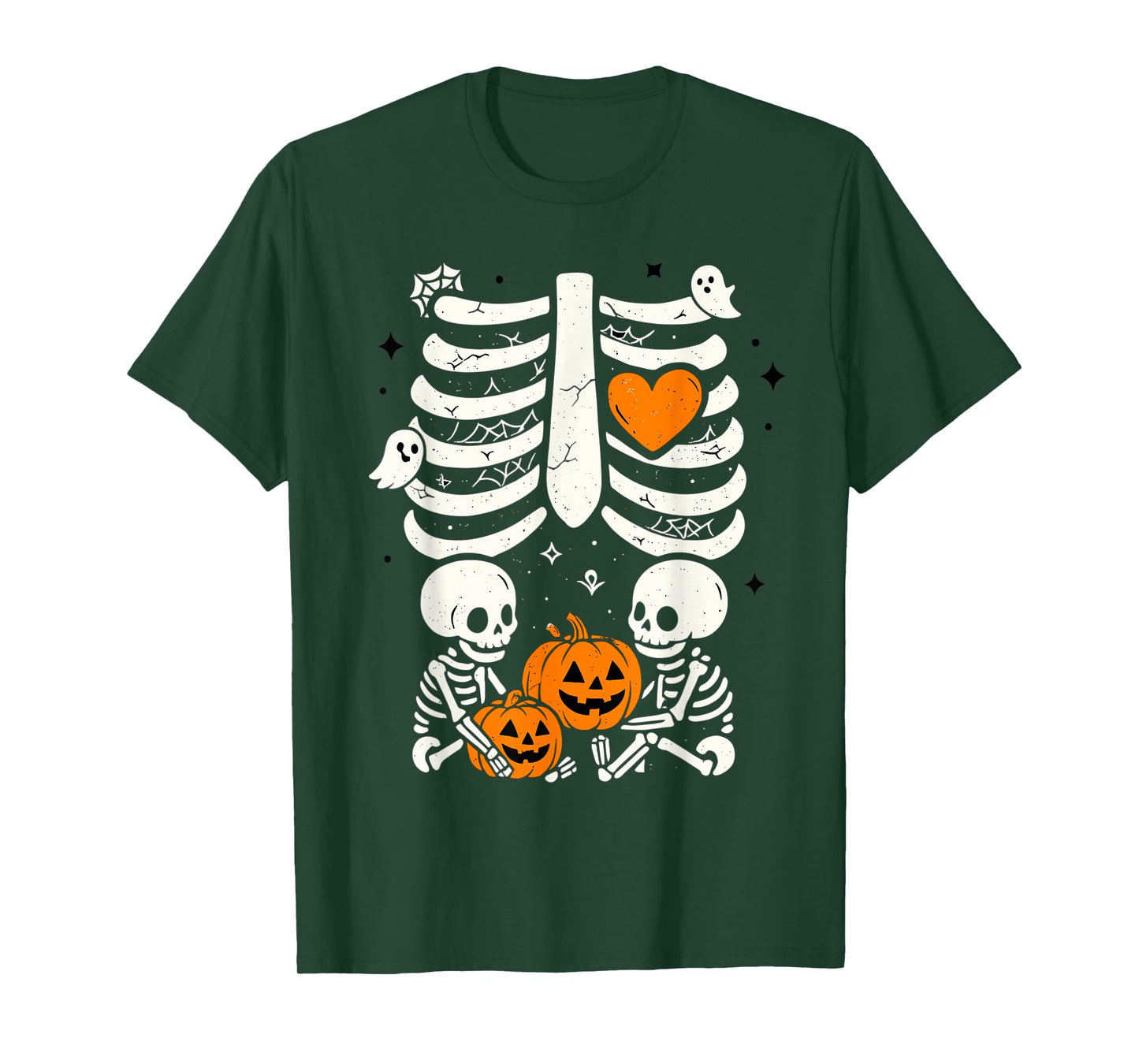 Skeleton Baby Twins Halloween Pregnancy Announcement Mom T-Shirt