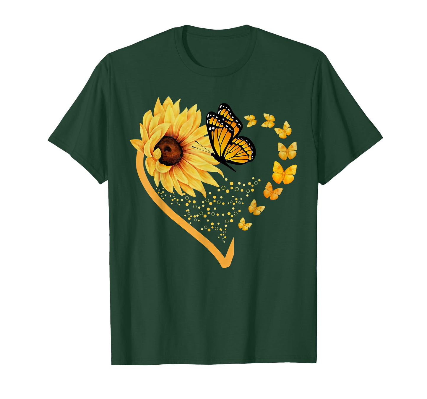 Sunflower Butterfly Heart Summer Floral Girls Women Kids T-Shirt