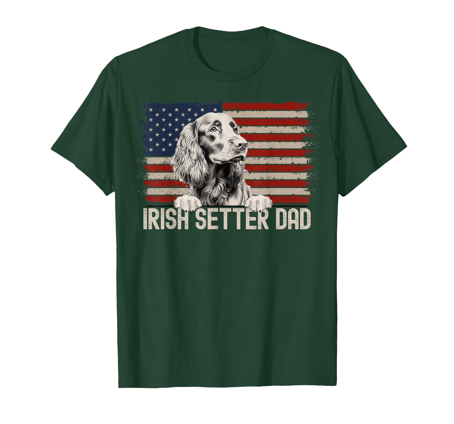 Best Dog Dad Ever American Flag - Irish Setter Dad T-Shirt
