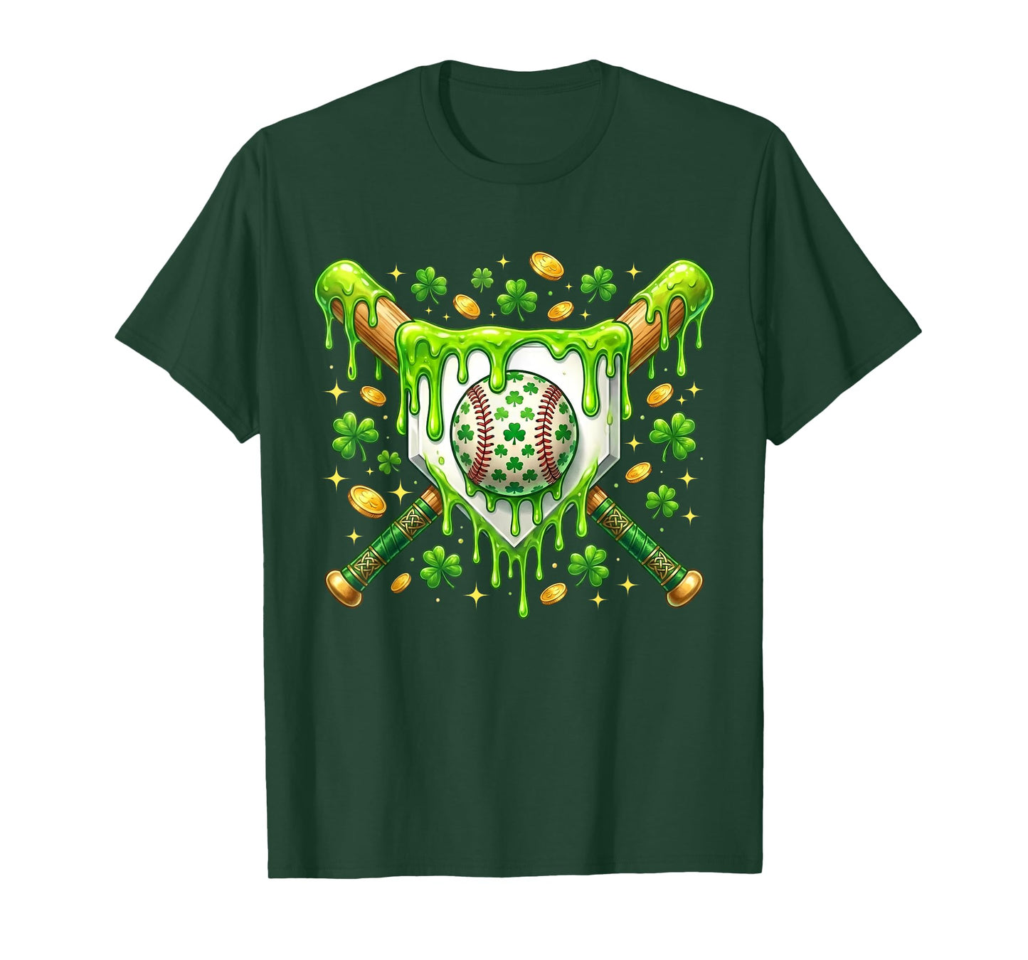 St Patrick Day Baseball Drip Ice Cream Baseball Home Plate T-Shirt