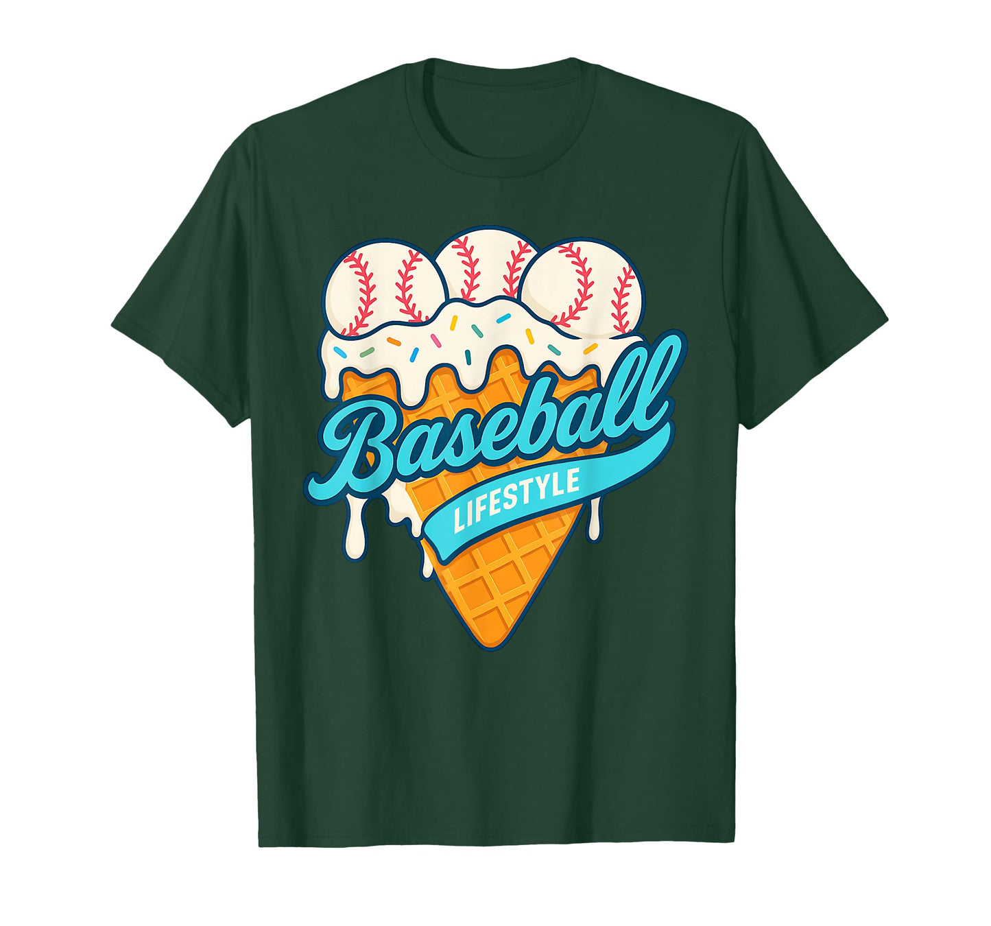 Baseball Lifestyle Home Plate Ice Cream Drip Men Boys Youth T-Shirt