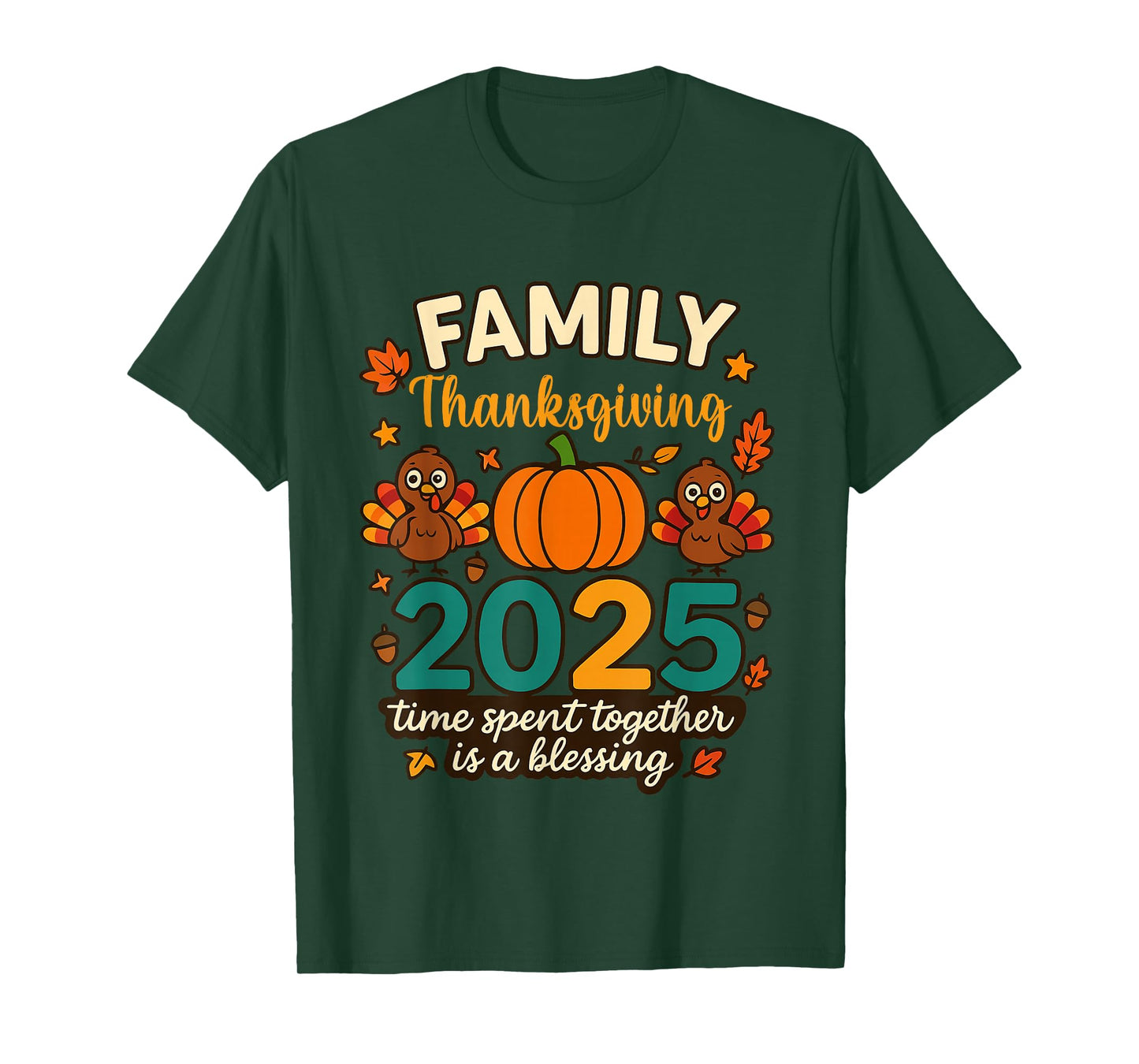 Happy Family Thanksgiving Together 2025 Crew Turkey T-Shirt