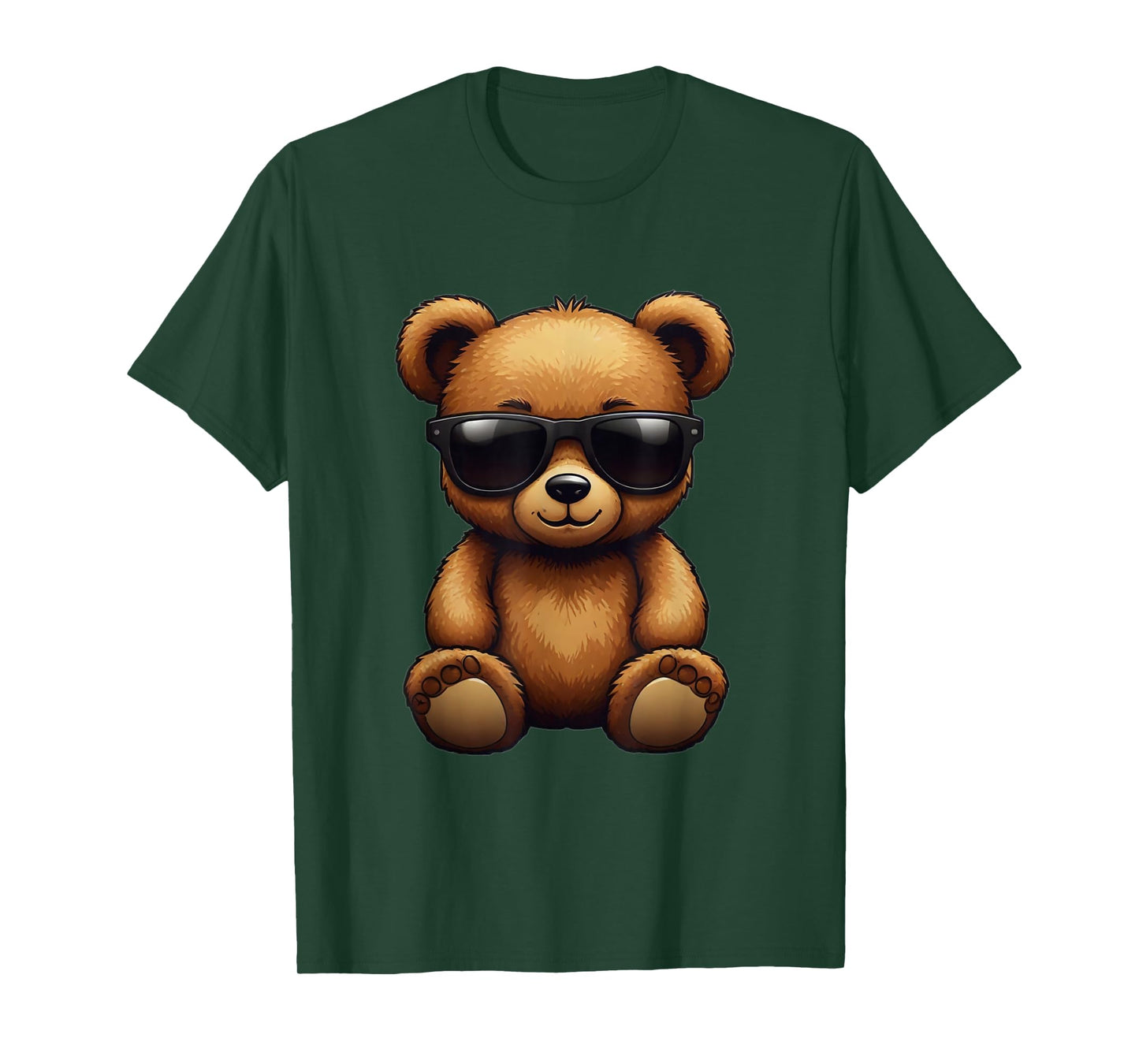 Cool Brown Bear Teddy Bear Wearing Sunglasses in Summer T-Shirt