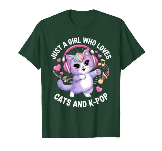 Just A Girl Who Loves Cats and K-Pop Girl K Pop Kawaii Kpop T-Shirt