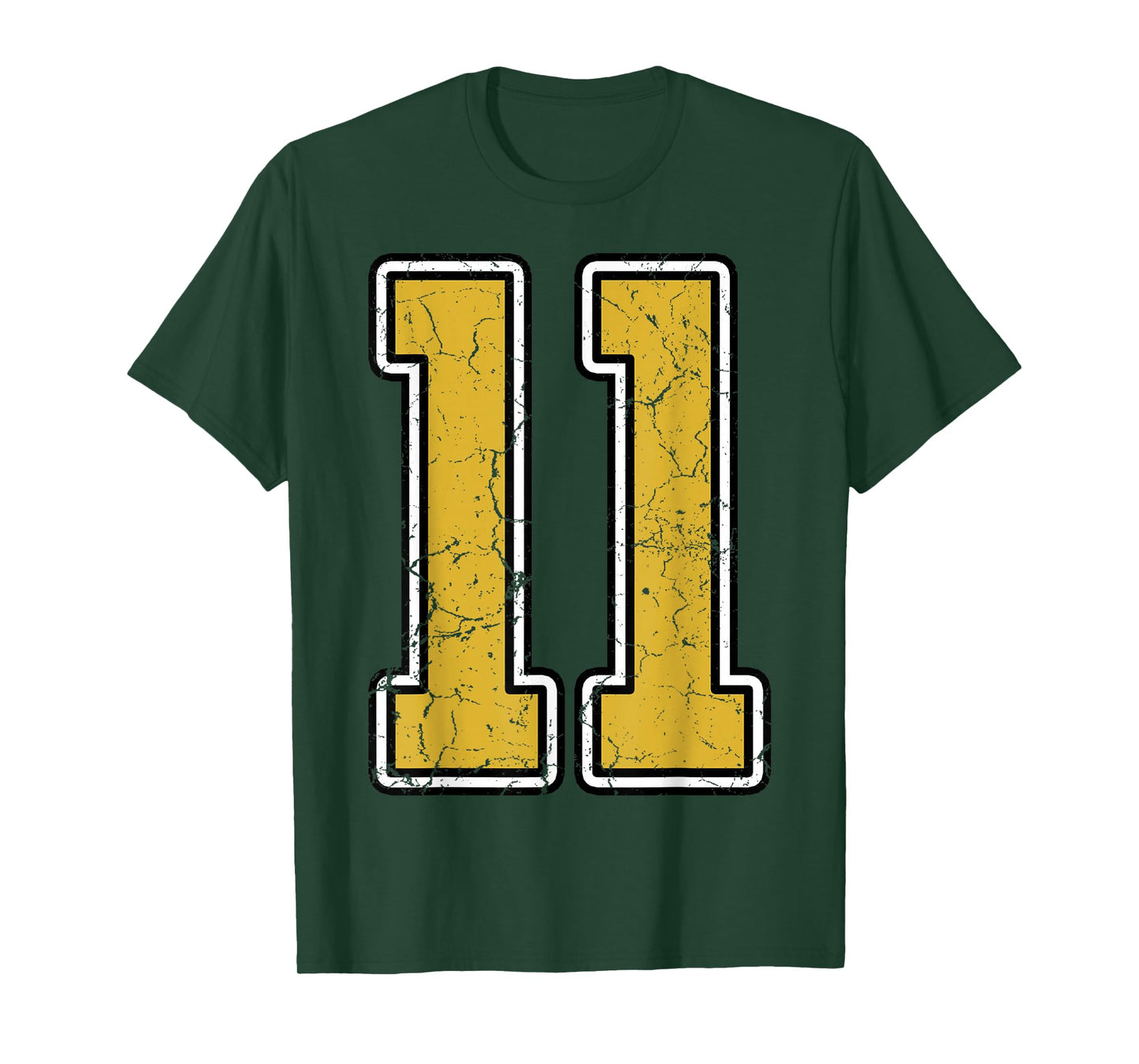Old Gold Black White Sports Number 11 Jersey Uniform Player T-Shirt
