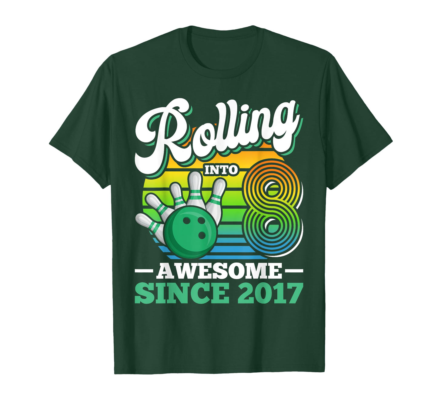 Bowling Birthday Party Rolling Into 8 Years Boy 8th Birthday T-Shirt