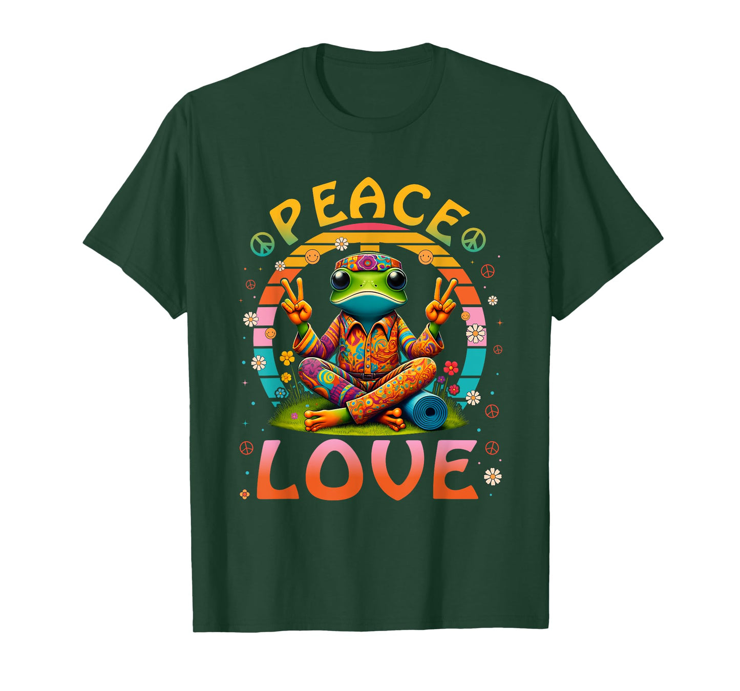 Cool Retro Peace Frog Tie Dye T-Shirt