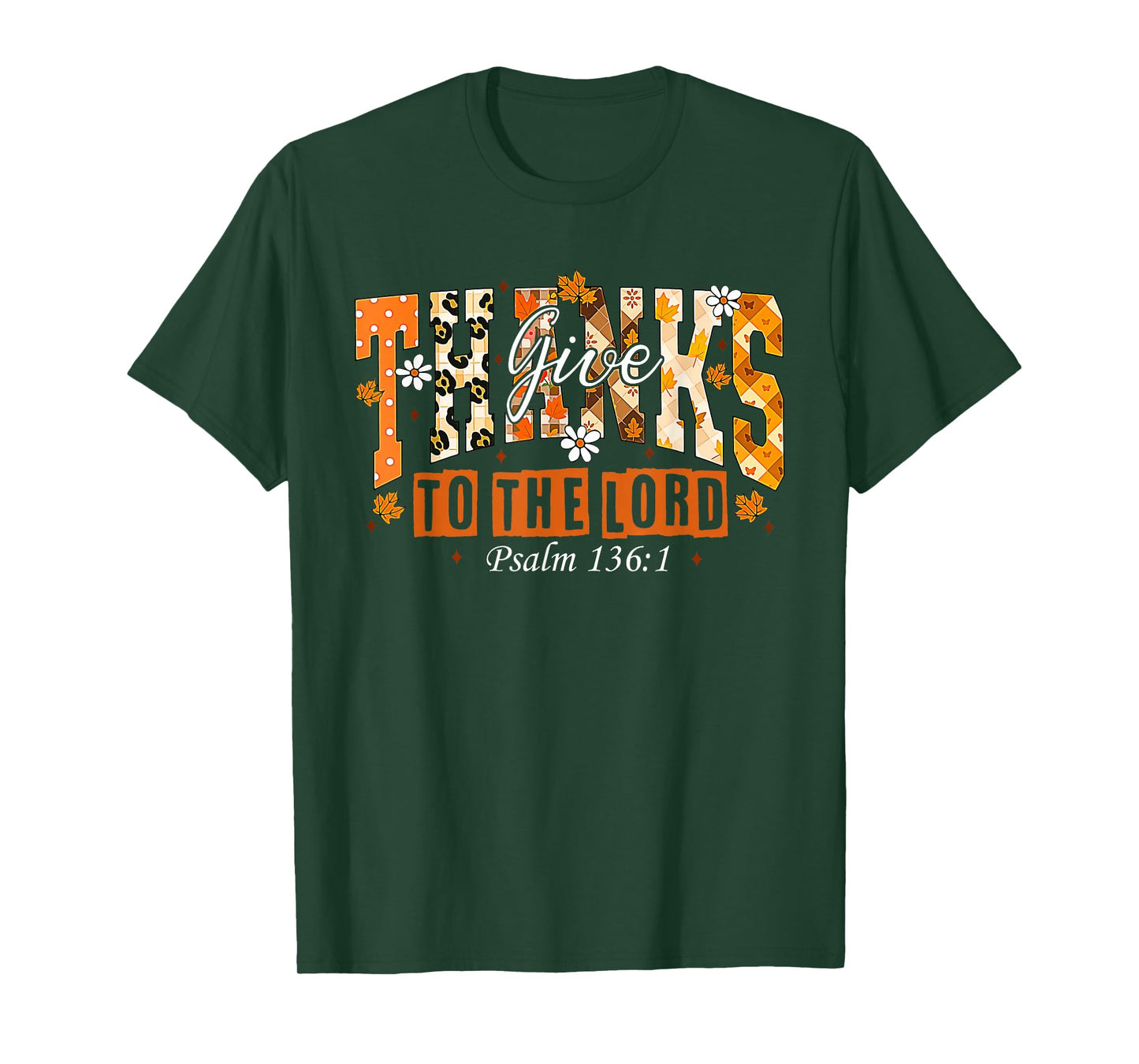 Give Thanks to The Lord Cross Pumpkin Bow Autumn Fall Flower T-Shirt