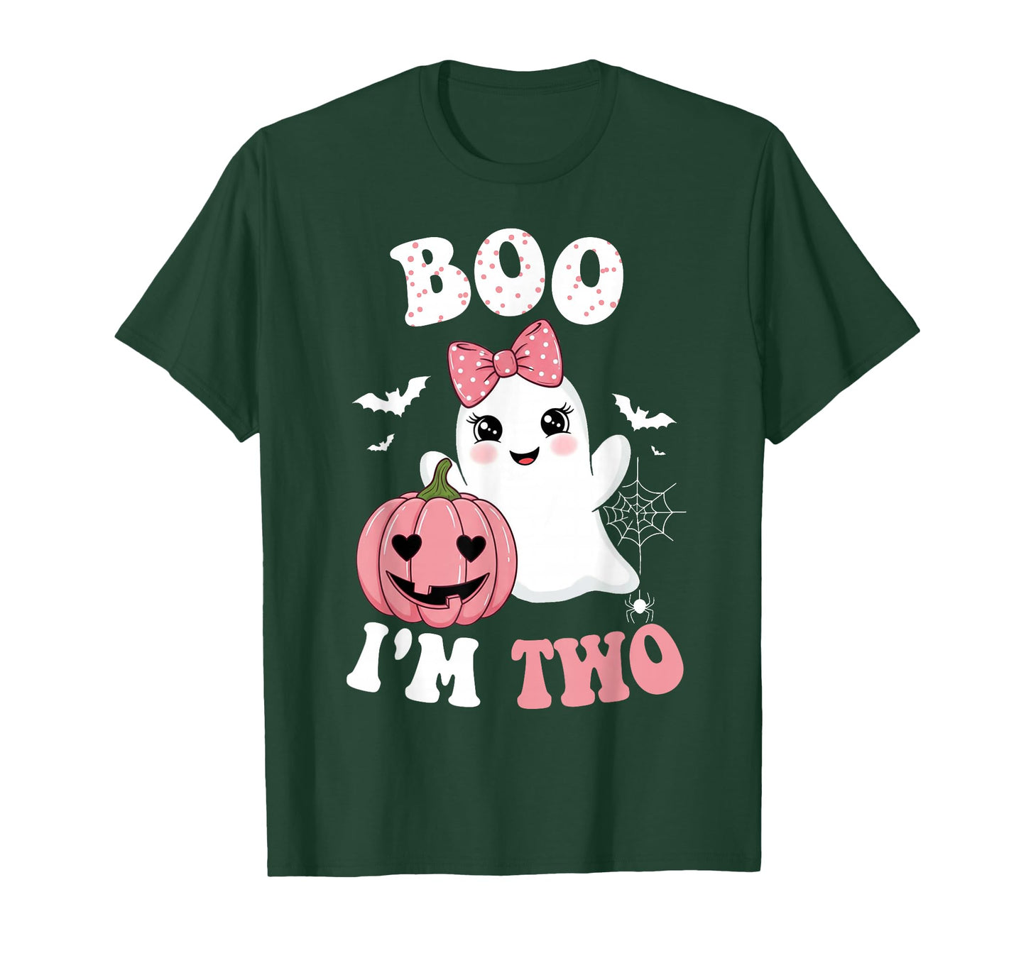 Boo I'm Two Birthday Pink Pumpkin Halloween Girls Kid T-Shirt