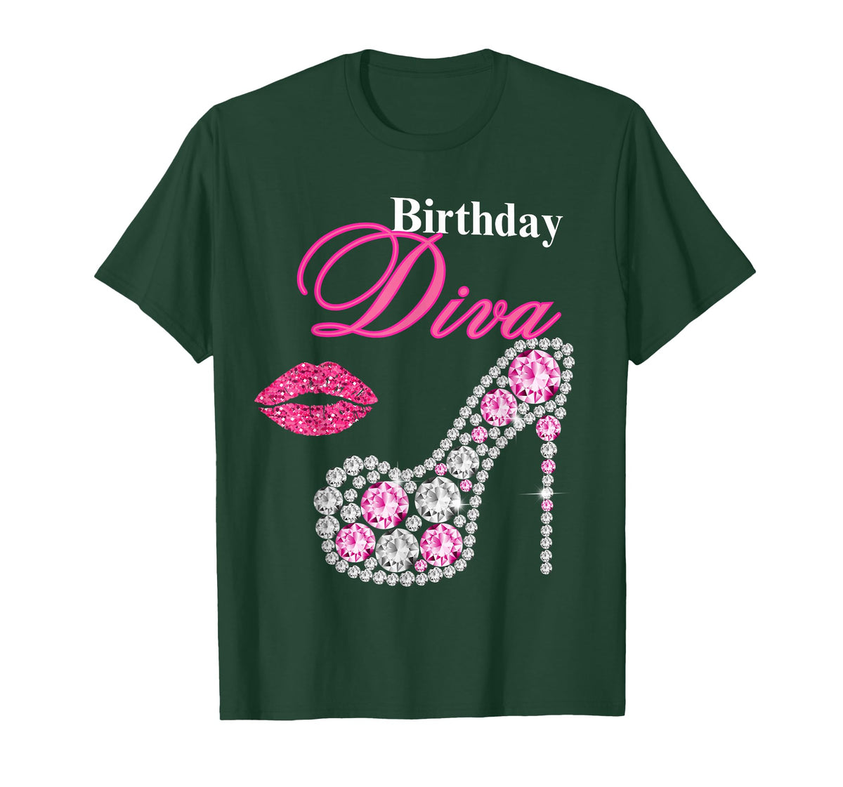 Hot Pink Lips Gifts High Heel Afro Diva Birthday Melanin T-Shirt