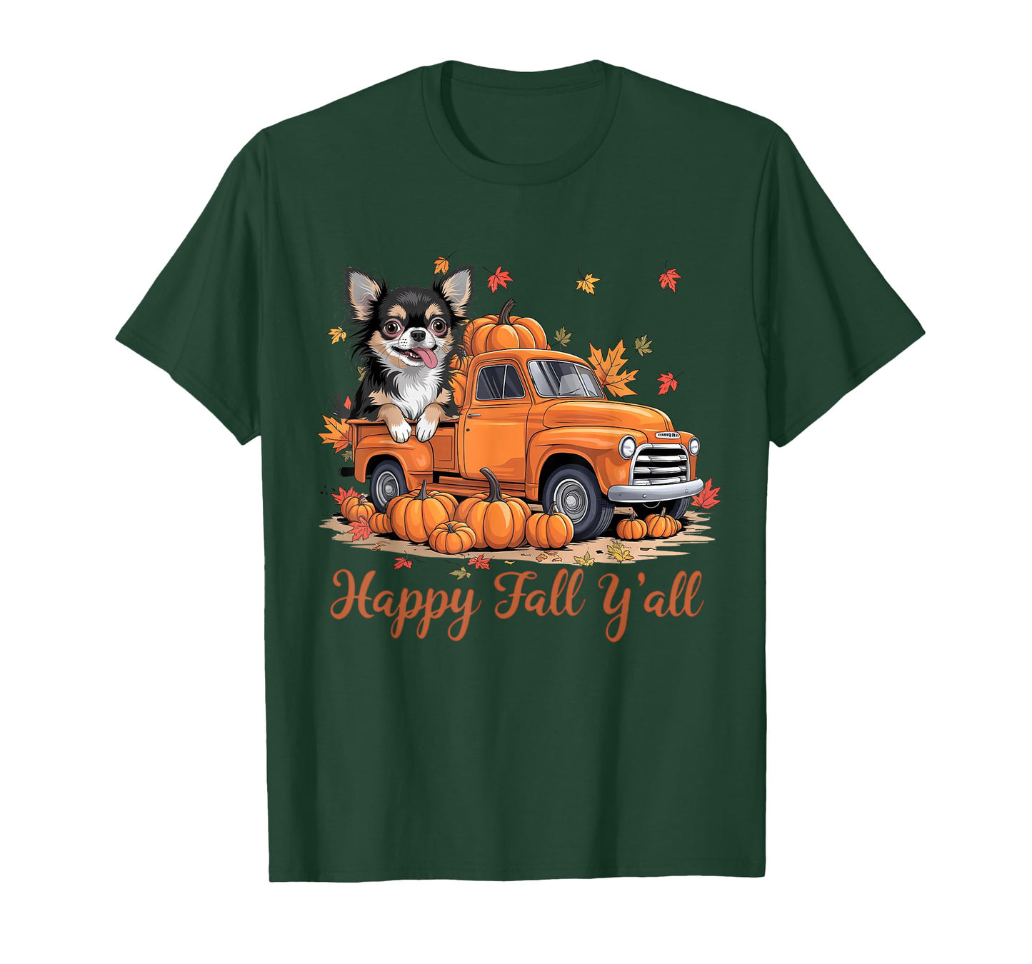 Happy Fall Y'all Chihuahua Dog Truck Pumpkin Autumn Fall T-Shirt