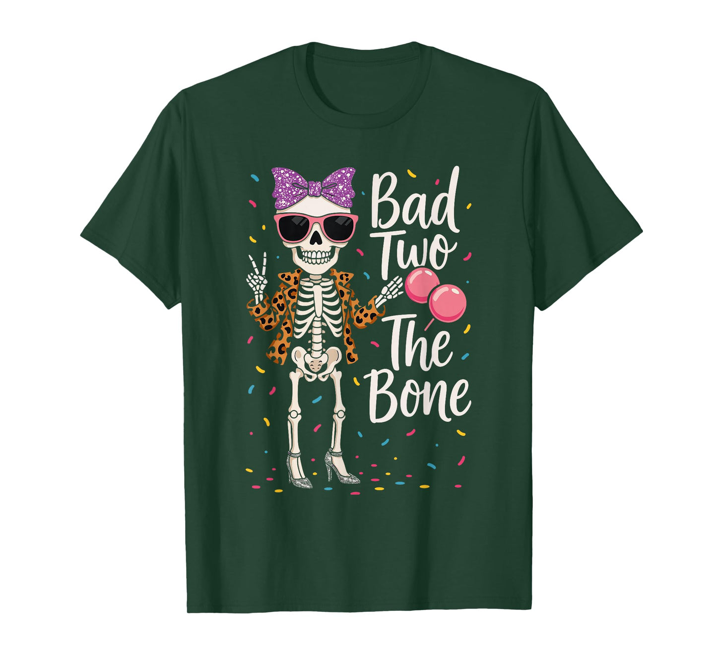 Bad 2 the Bone Outfit Girl, Funny 2nd Birthday Skeleton T-Shirt
