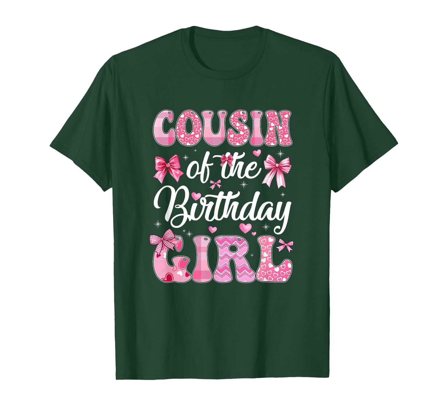 Cousin Of The Birthday Girl Family Pink Coquette Bow T-Shirt