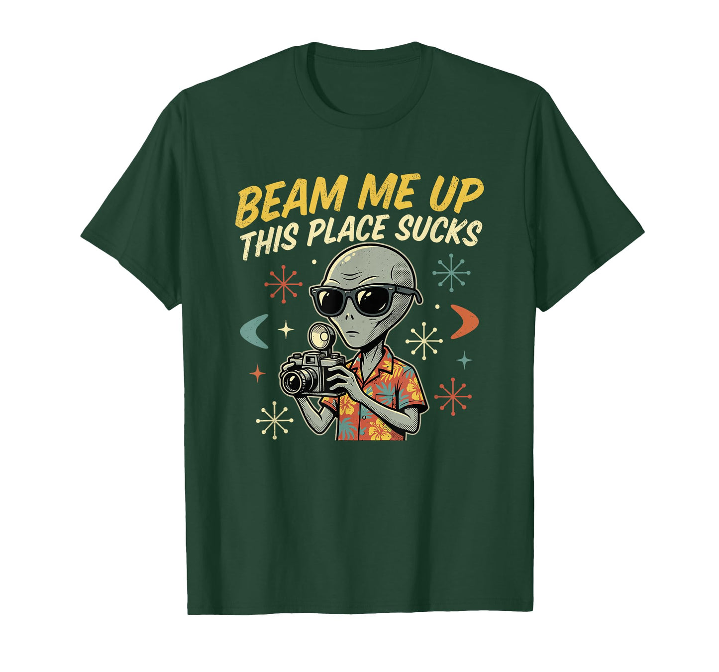 Beam Me Up This Place Sucks Funny Alien UFO T-Shirt